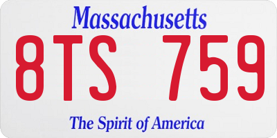 MA license plate 8TS759
