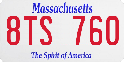 MA license plate 8TS760