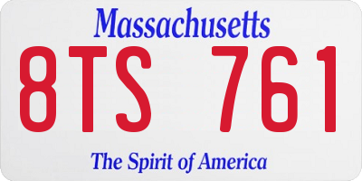 MA license plate 8TS761