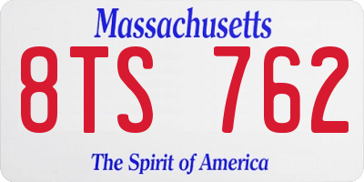 MA license plate 8TS762