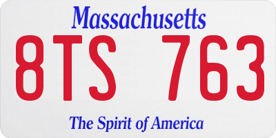MA license plate 8TS763