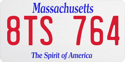 MA license plate 8TS764