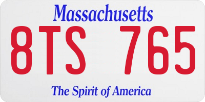 MA license plate 8TS765