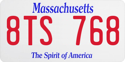 MA license plate 8TS768