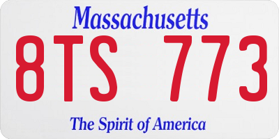 MA license plate 8TS773