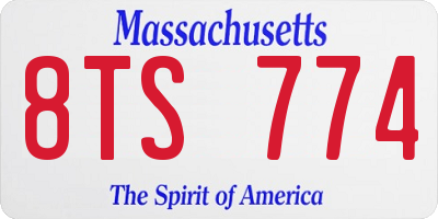 MA license plate 8TS774