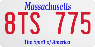 MA license plate 8TS775