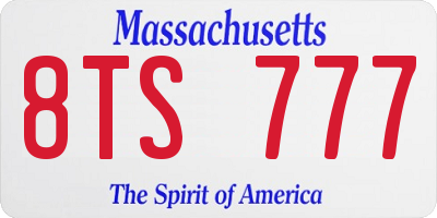 MA license plate 8TS777
