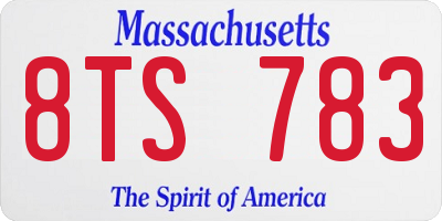 MA license plate 8TS783