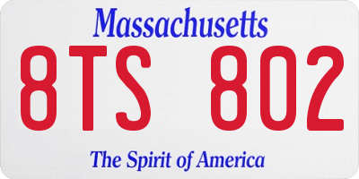 MA license plate 8TS802
