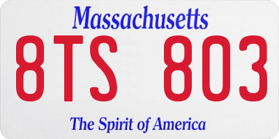 MA license plate 8TS803