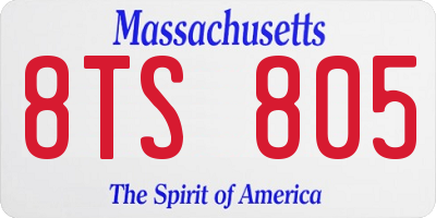 MA license plate 8TS805