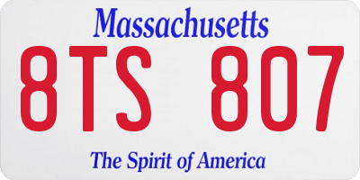 MA license plate 8TS807