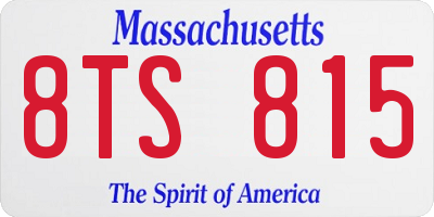 MA license plate 8TS815