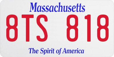MA license plate 8TS818