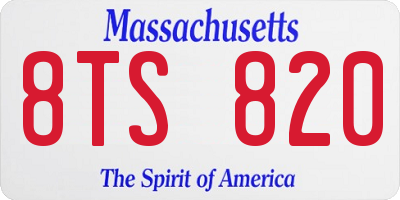 MA license plate 8TS820