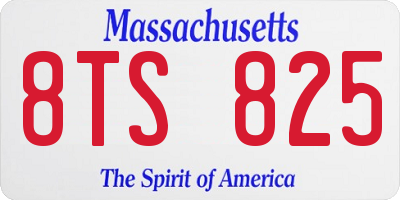 MA license plate 8TS825