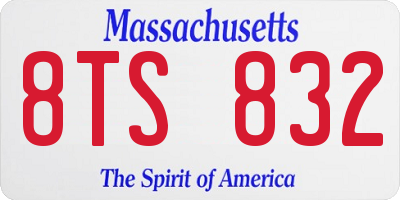 MA license plate 8TS832