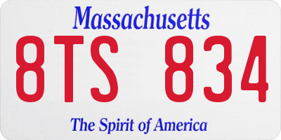 MA license plate 8TS834