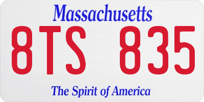 MA license plate 8TS835