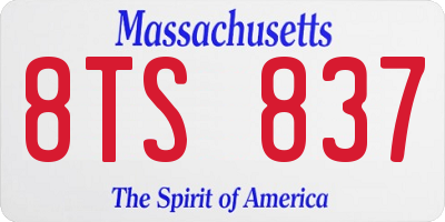 MA license plate 8TS837