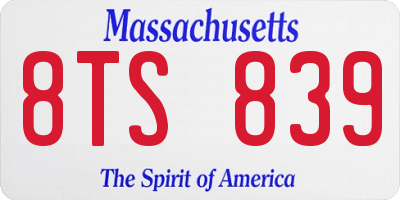 MA license plate 8TS839