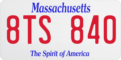 MA license plate 8TS840