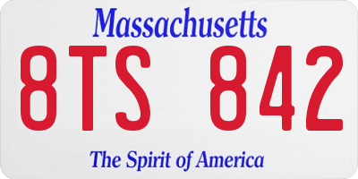 MA license plate 8TS842