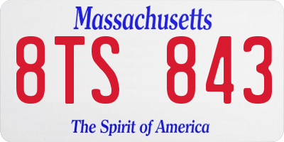 MA license plate 8TS843