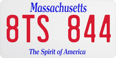MA license plate 8TS844