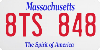MA license plate 8TS848