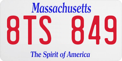 MA license plate 8TS849