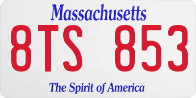 MA license plate 8TS853