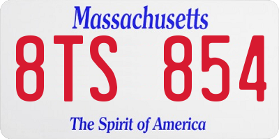MA license plate 8TS854
