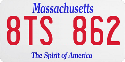 MA license plate 8TS862