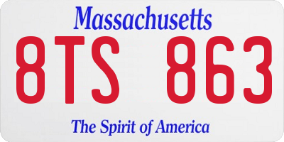 MA license plate 8TS863