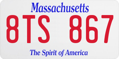 MA license plate 8TS867
