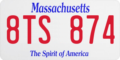 MA license plate 8TS874