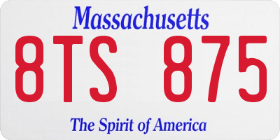 MA license plate 8TS875