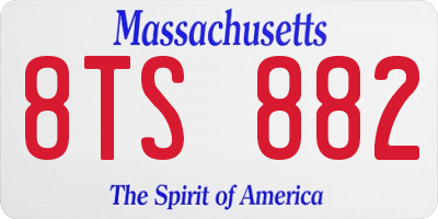 MA license plate 8TS882