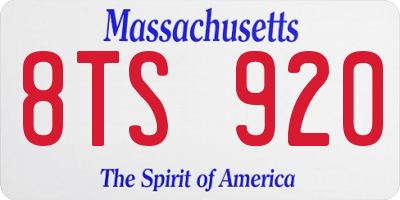 MA license plate 8TS920