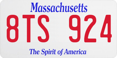 MA license plate 8TS924