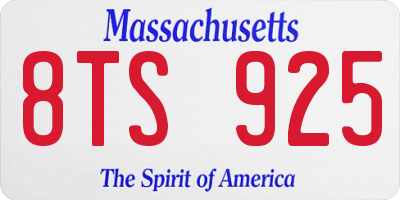 MA license plate 8TS925