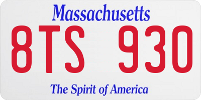 MA license plate 8TS930