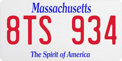 MA license plate 8TS934