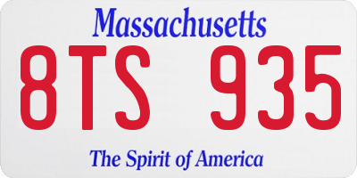 MA license plate 8TS935