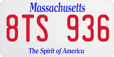 MA license plate 8TS936