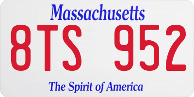 MA license plate 8TS952