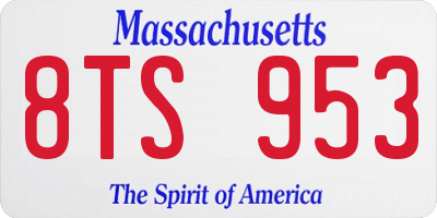MA license plate 8TS953
