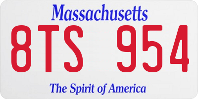 MA license plate 8TS954